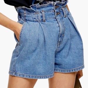 Topshop Paperbag Waist Denim Shorts